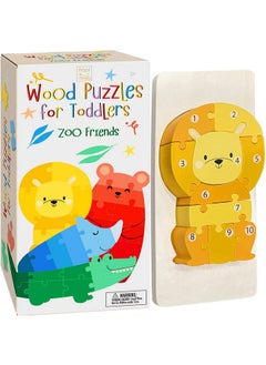 Hapinest Hapinest Wooden Jigsaw Puzzles (4-Pack) for Toddlers Kids Boys and Girls Ages 3-5 Years Old, Zoo Friends | 4-10 Piece Puzzles and Storage Bag  - Image 2