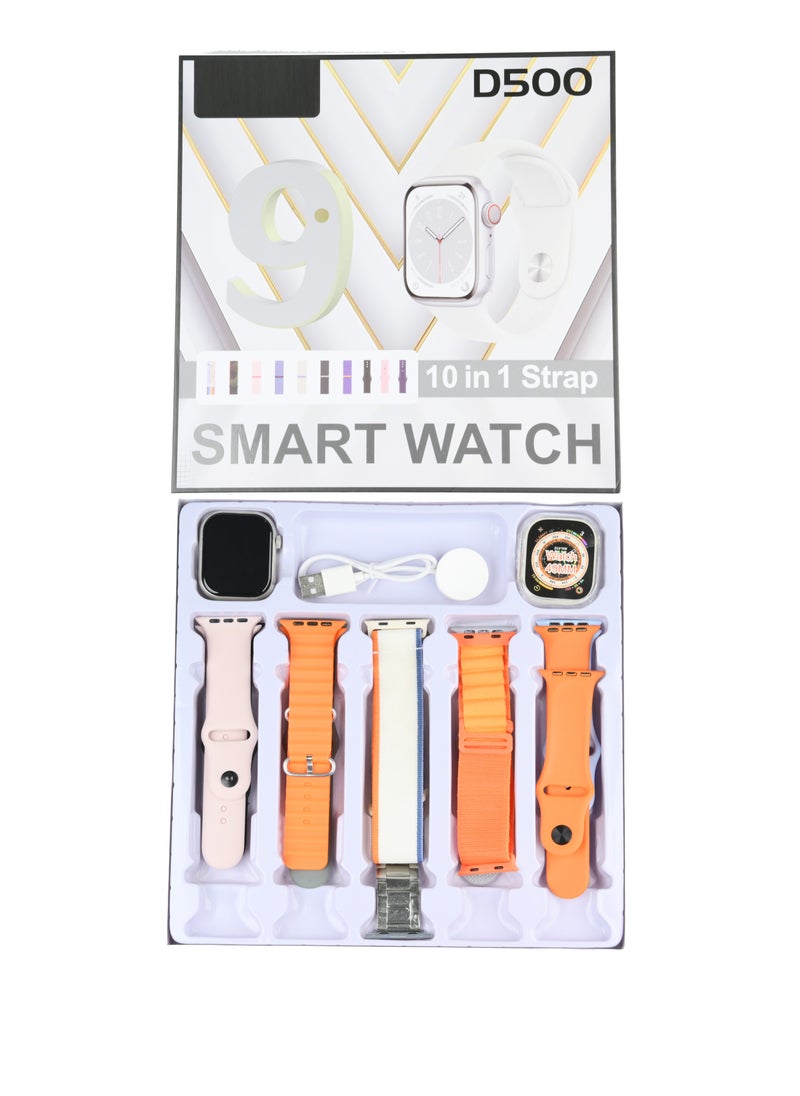ULHYC - 10 in 1 Ultra Watch D500 Smart Watch and Earphone with 9 Additional Replacement Strap and 1 Protect Cover - Image 1