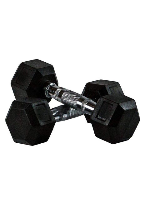 Rubber Encased Dumbbell Set Hex Solid Iron Dumbbells - ‎7KG x 2