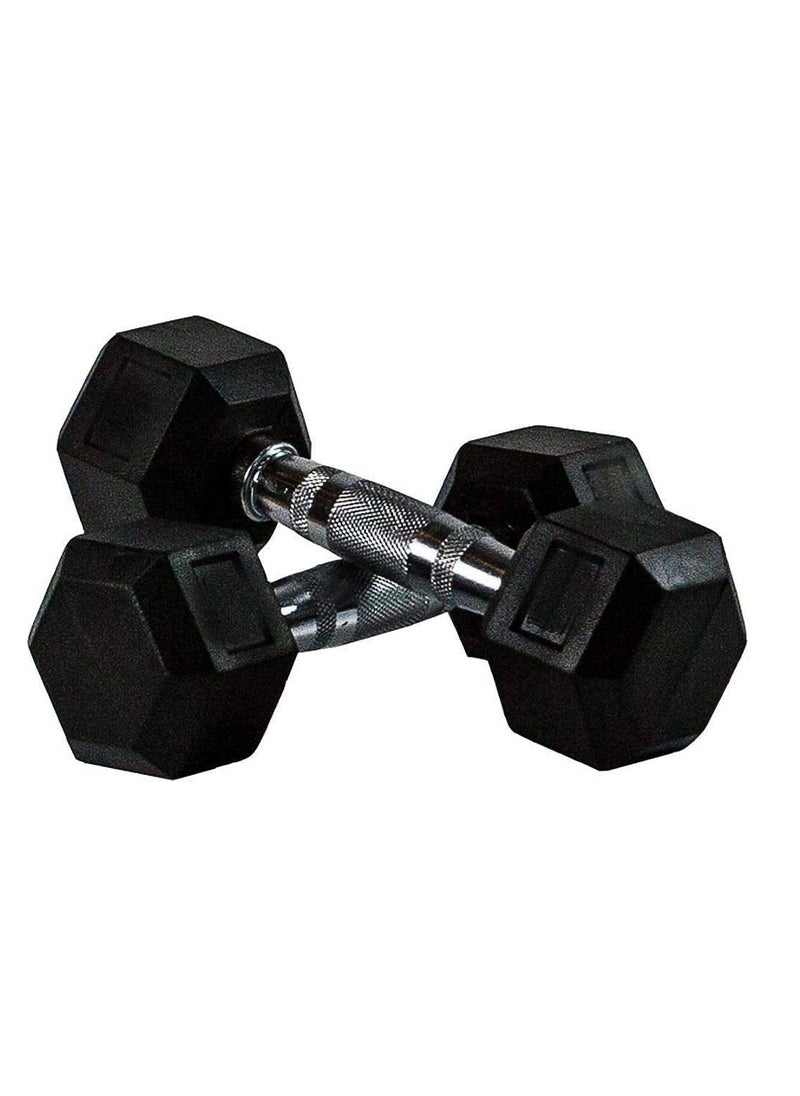 ULTIMAX - Rubber Encased Dumbbell Set Hex Solid Iron Dumbbells - ‎7KG x 2 - Image 1