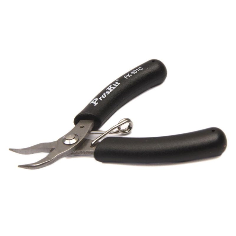 Proskit 1PK501C Stainless Steel Micro Bent Nose Plier 100mm Black - Image 1