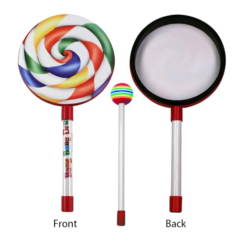 YCXYQ 6PCS 2 Pieces 6 -Inch Lollipop Drums 4 Pieces Rainbow Drumsticks Musical Hand Drum Rainbow Lollipop Drum Set Percussion Instrument - Image 2