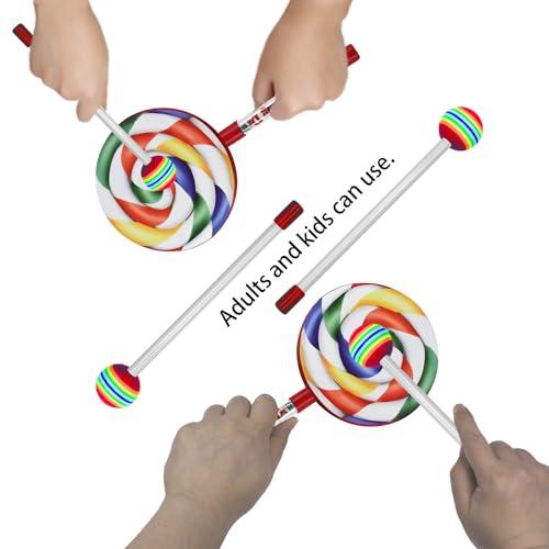 YCXYQ 6PCS 2 Pieces 6 -Inch Lollipop Drums 4 Pieces Rainbow Drumsticks Musical Hand Drum Rainbow Lollipop Drum Set Percussion Instrument - Image 5