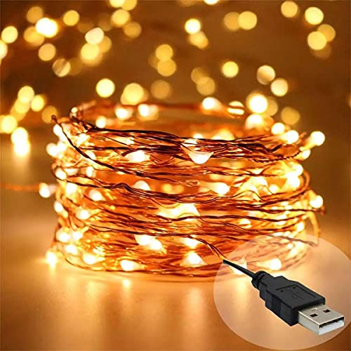 HK Balloons ​HK Balloons 10M Copper Fairy String Lights with USB Powered Led Light for Diwali Christmas Birthday Party Wedding Ceremony Bedroom and Balcony Home Decoration (10 Meters). - Image 1