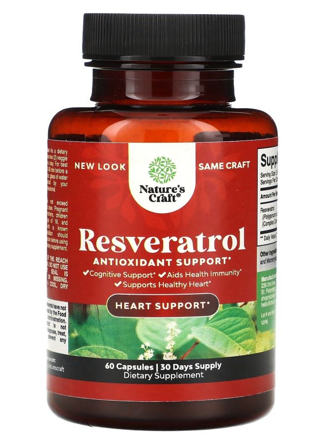 Nature's Craft Resveratrol Antioxidant Support 60 Capsules 