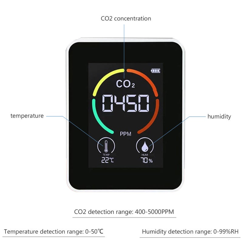 3 in 1 Carbon Dioxide Detector Air Quality Monitor Temperature Humidity Air Analyzer for CO2 Digital CO2 Meter for Home Office - Image 3