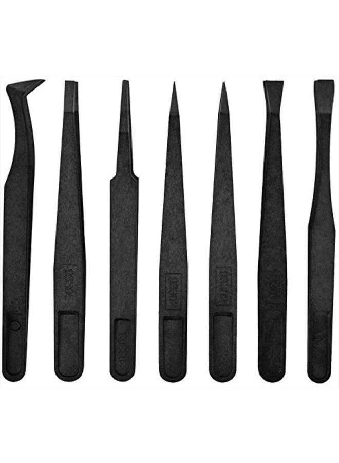 Marrywindix 7pcs Precision Anti-static Tweezers, Marrywindix Plastic Tweezers for Electronics Jewelry-making Repairing - Image 1