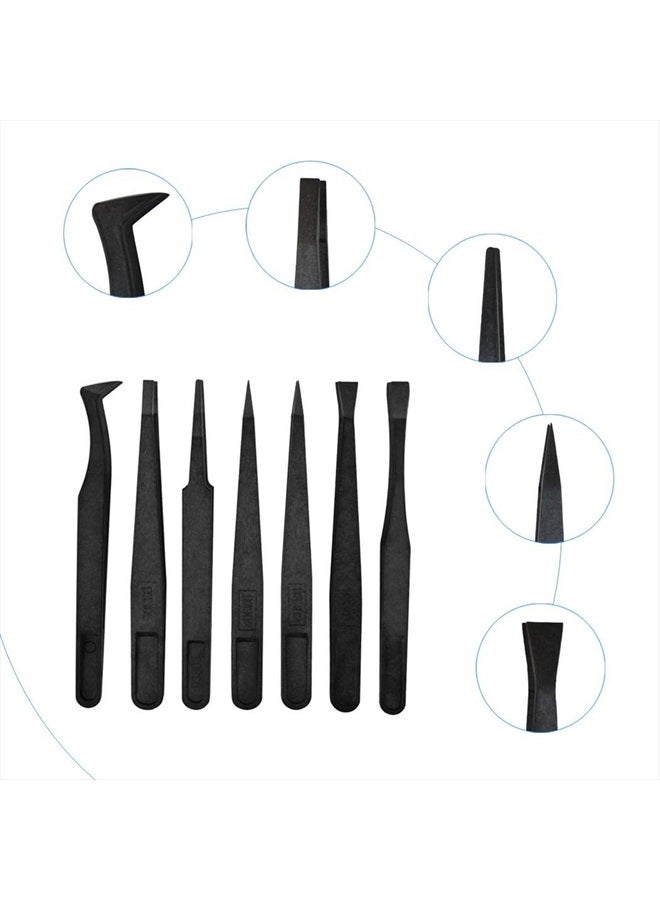 Marrywindix 7pcs Precision Anti-static Tweezers, Marrywindix Plastic Tweezers for Electronics Jewelry-making Repairing - Image 5