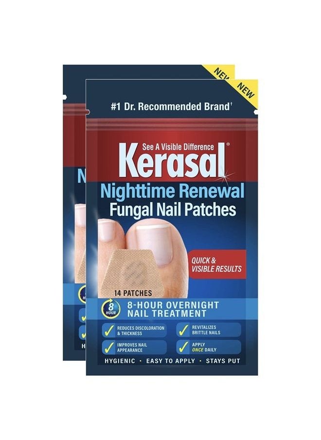 Kerasal - Nighttime Renewal Fungal Nail Patches - 14 Patch Twin Pack - Overnight Nail Repair for Nail Fungus Damage, 8-Hour Nail Treatment Restores Healthy Appearance - Image 1