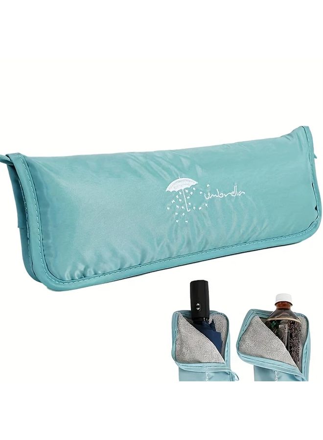 حقيبة تخزين مظلة سفر مدمجة باللون الأزرق البحري، مصنوعة من البوليستر المتين بتصميم قابل للطي - Image 1