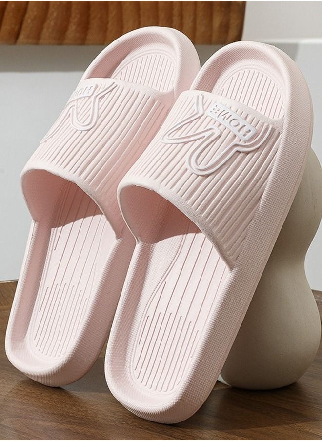 Loquat Comfortable Cartoon Patterned Casual Flat Slippers Bathroom Indoor Outdoor Non Slip Soft Soled Slippers Open Toe Pink 