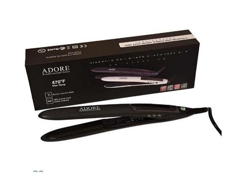ادور مكواة فرد الشعر الاحترافية أدور، ألواح سيراميك تيتانيوم، حرارة 470°F، تصفيف خالٍ من التجعد لجميع أنواع الشعر - Image 1