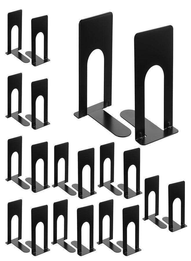 mekueeex 10 Pairs Metal Book Ends for Shelves, Heavy Duty Bookends for Office Home Kitchen Decorative, Nonskid Book Ends to Hold Heavy Books Black - Image 1