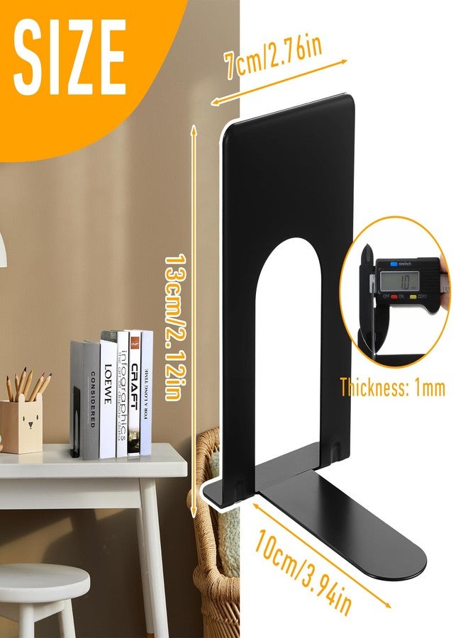 mekueeex 10 Pairs Metal Book Ends for Shelves, Heavy Duty Bookends for Office Home Kitchen Decorative, Nonskid Book Ends to Hold Heavy Books Black - Image 2