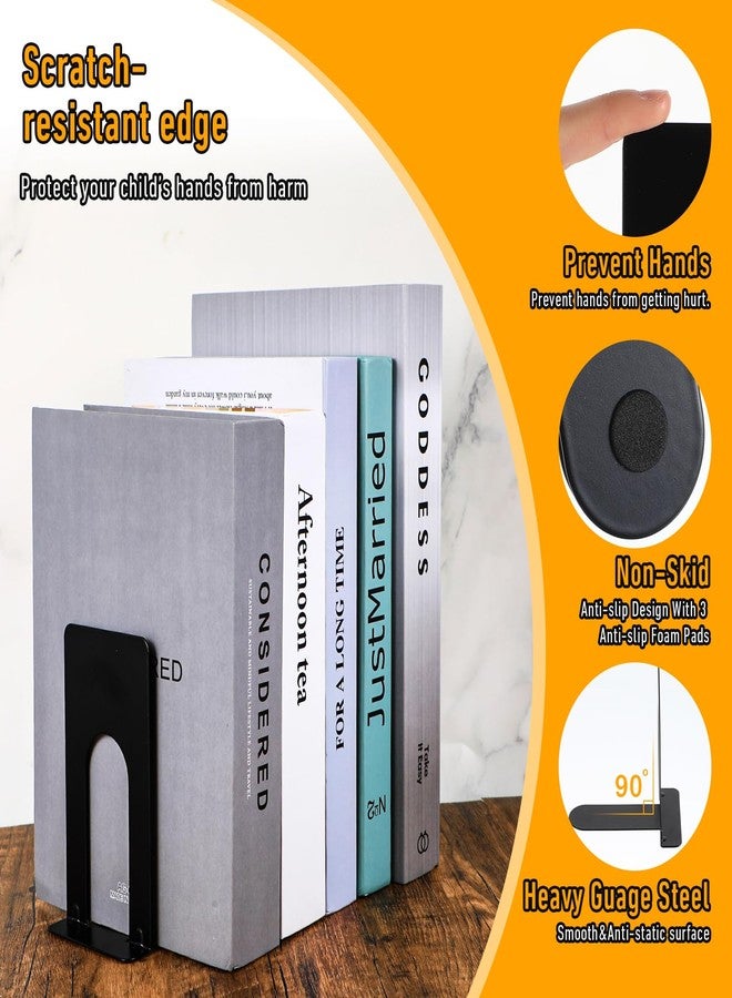 mekueeex 10 Pairs Metal Book Ends for Shelves, Heavy Duty Bookends for Office Home Kitchen Decorative, Nonskid Book Ends to Hold Heavy Books Black - Image 3