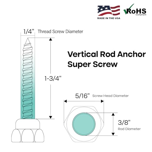 Everflow 8059957-25 3/8" Screw Vertically Threaded Rod Anchor Designed for Concrete Structure, Steel, Zinc Finish, 5/16 x 1-3/4" Screw Length (25 Pack) - Image 3