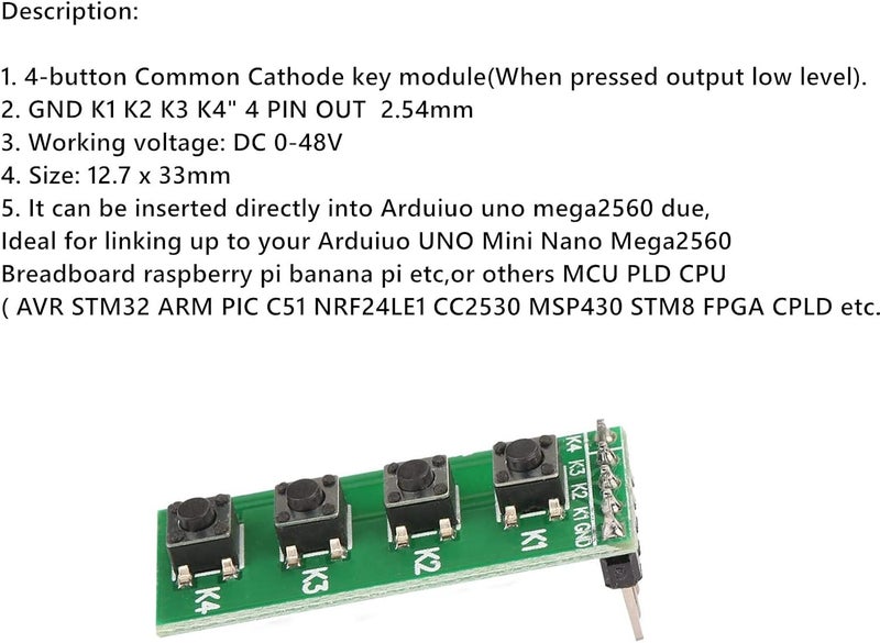 Wal front 4 Key Keyboard Module Universal 4 Key Push Button Switch Module Keyboard Board for DIY Accessory Kit - Image 4