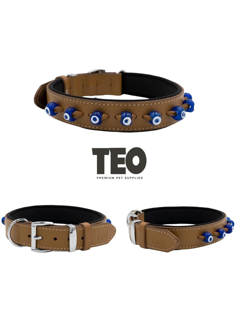 Teo Premium Pet Supplies XL Leather Dog Neck Collar Adjustable Durable Pet Collars for Dogs With Breathable Heavy Duty Rust-Proof Dog Accessories Metal Buckle Camel - Image 2
