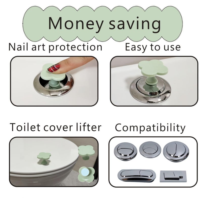 Beaspecal 2Pcs Toilet Bolt Covers with Elegant Colorful Parttern,Nature Flower Plant Toilet Bowl Bolts Covers for Bathroom Decoration 2Pcs Toilet Replacement -4Pcs/Pack - Image 3