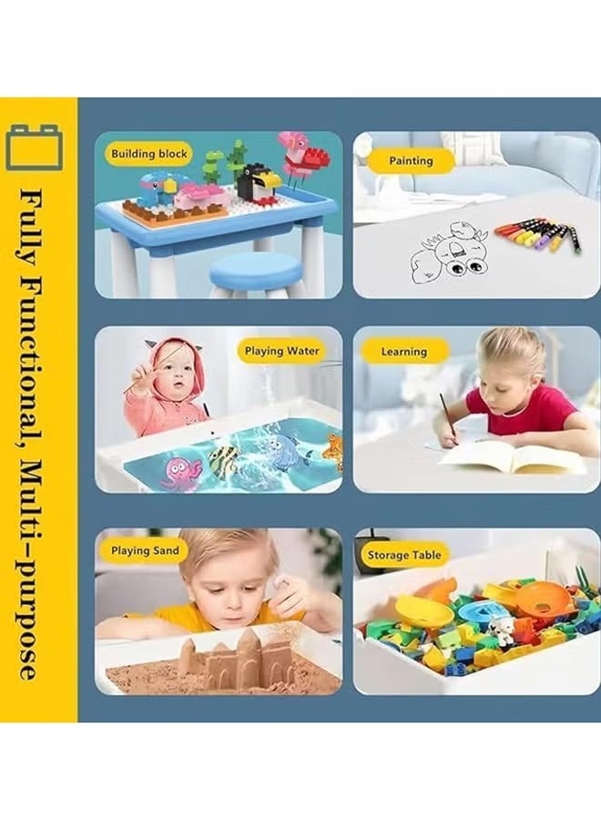 Play Building Blocks Table for Kids Ages 3+, 5-in-1 Multi Activity Table with 100PCS Blocks & Brushes, Kids Activity Table / Water Table / Sand Table / Drawing Table / Storage Table, Toddler Learning Table Toys for Boys & Girls Age 3-7, Educational Play Table for Preschool Toddlers - Image 3