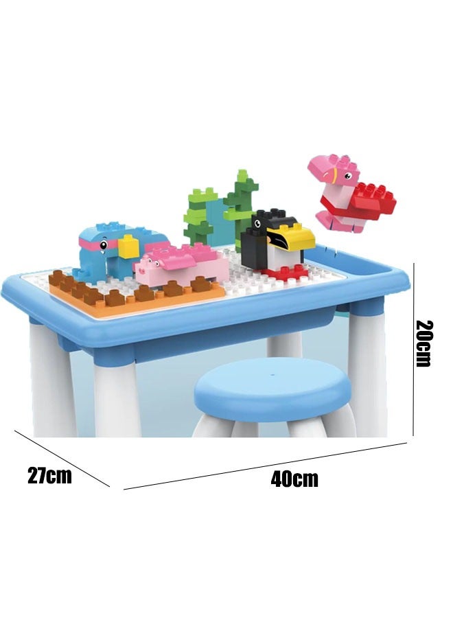 Generic Multifunctional Building Block Learning Table Educational Toys Diy Construction Includes 1 Chair 100pcs Pellets 2 Erasable Brushes Early Learning Educational Toys  - Image 2