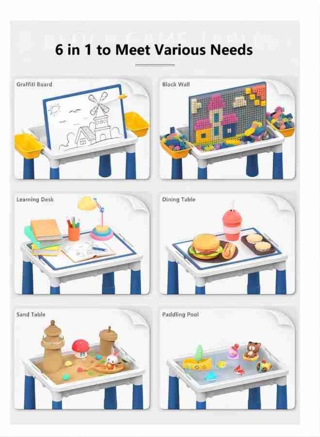 Generic Multifunctional Building Block Learning Table Educational Toys Diy Construction Includes 1 Chair 100pcs Pellets 2 Erasable Brushes Early Learning Educational Toys  - Image 5