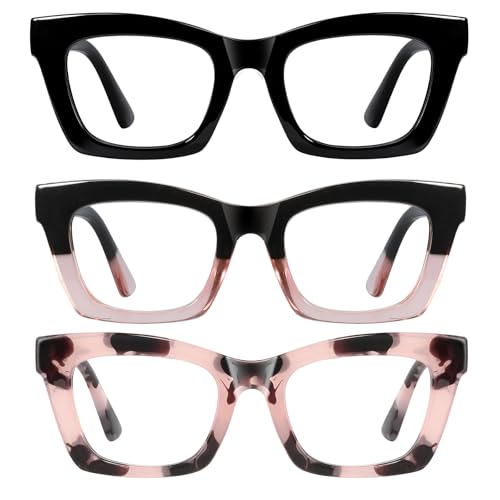 resjok Reading Glasses for Women-3Pack Blue Light Blocking Fashion Readers with Spring Hinge Computer Square Eyeglasses(Mix2, 1.5x) - Image 1