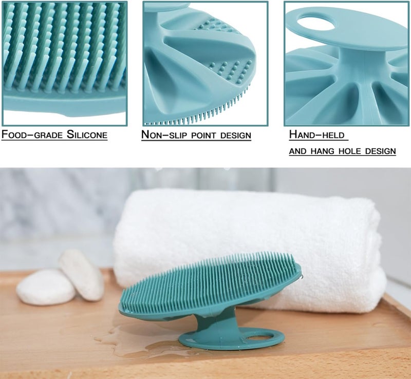 Innerneed Soft Silicone Body Cleansing Brush Shower Scrubber, Gentle Exfoliating and Massage for All Kinds of Skin (Pink+Dark Green) - Image 2