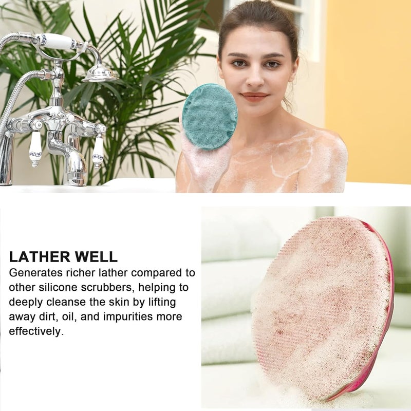 Innerneed Soft Silicone Body Cleansing Brush Shower Scrubber, Gentle Exfoliating and Massage for All Kinds of Skin (Pink+Dark Green) - Image 5