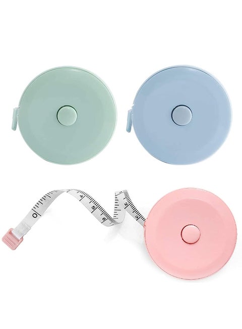 شريط قياس صغير قابل للسحب (3 عبوات)، مرن، بحجم الجيب، ثنائي الجانب، أشرطة قياس صغيرة قابلة للسحب (3 عبوات)، مرنة، بحجم الجيب، مزدوجة الجوانب، 150 سم لقياس وزن الجسم لحرفة حياكة القماش