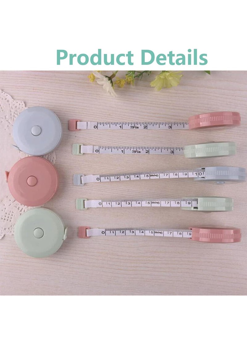 Mini Retractable Tape Measure(3 Packs) , Flexible, Pocket Size, Dual Sided, 150CM Tailor Measuring Tapes for Body Measurement Weight Loss Cloth Knitting Craft