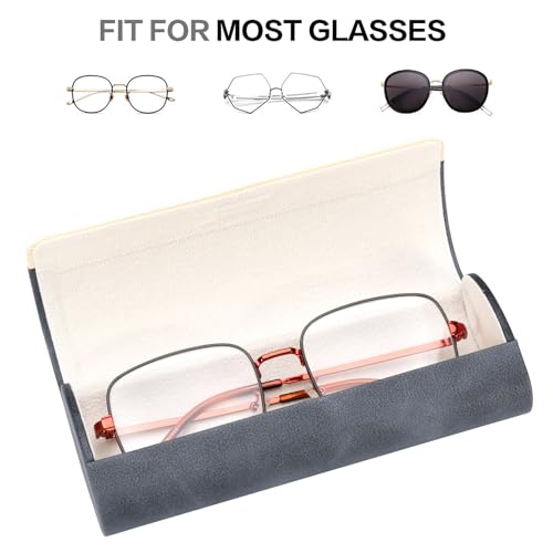 Vemiss Hard Shell Eyeglass Cases, Lightweight Portable Glasses Case for Women Men (Q-grey) - Image 2