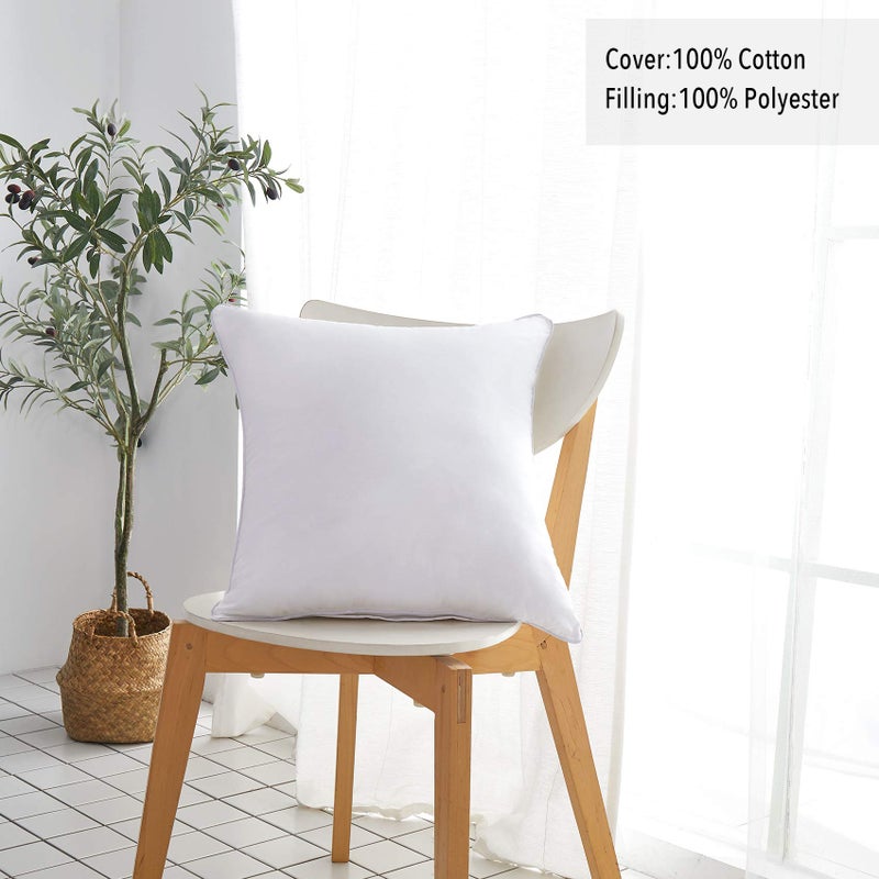 OUBONUN 20 × 20 إدراج وسادة رمي (مجموعة من 2) مع غطاء القطن 100 ٪ - 20 بوصة مربع مربع ديكور وسادة وسادة إدراج الأريكة - وسادة أريكة بيضاء - Image 3