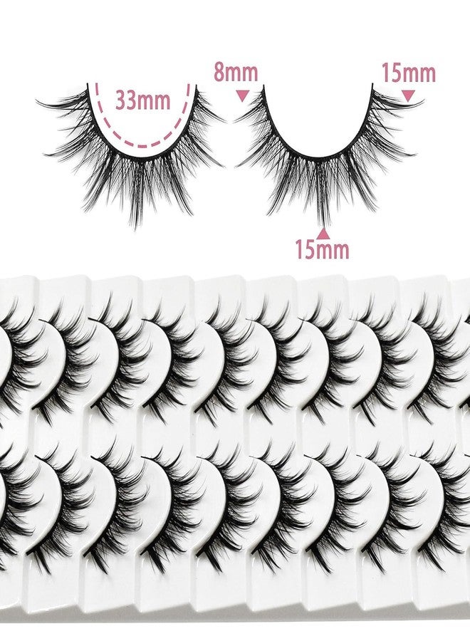 AUGENLI 10 Pairs Sleeve Lashes Natural Look Clusters 16mm Spiky Style Japanese Anime Cosplay Cat Eye Lashes Makeup Extension Faux Mink False Eyelashes 10 Pairs (1 Pack) Black - Image 4