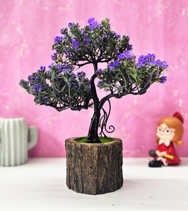 Dekorly Small Artificial Bonsai Tree Fake Plant Potted House Plants Japanese Pine Bonsai Plant Faux Bonsai for Home Indoor Decoration Office (Wooden Potted Plants, Design-D) - Image 5