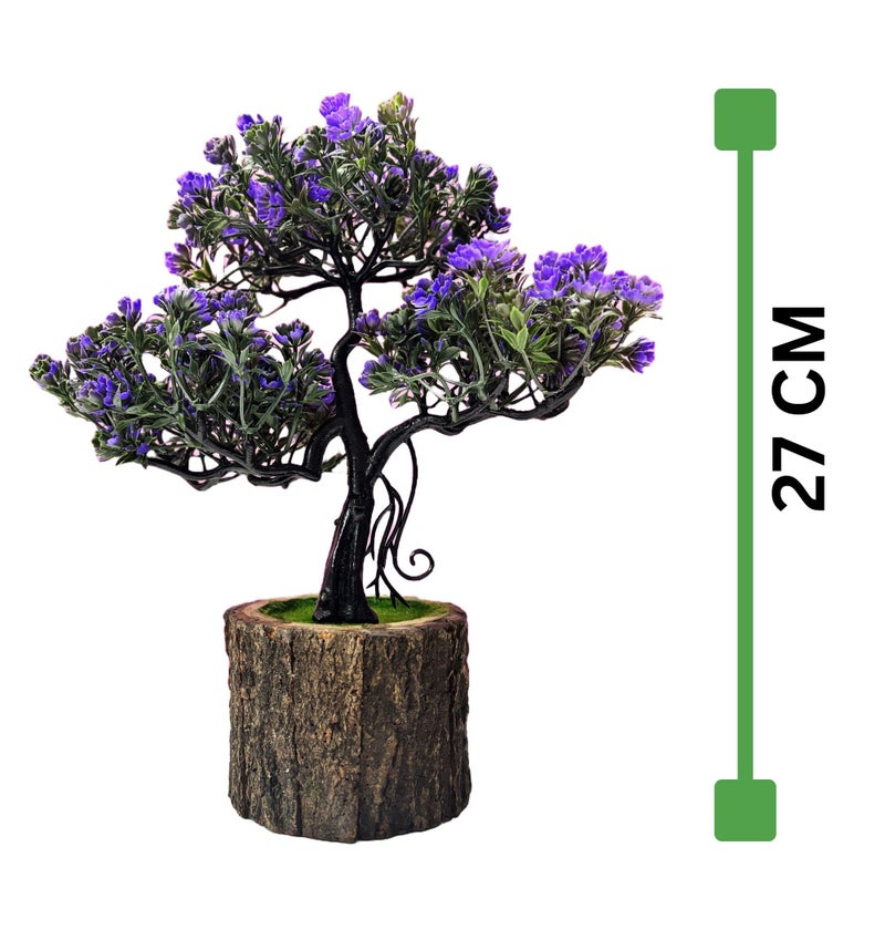 Dekorly Small Artificial Bonsai Tree Fake Plant Potted House Plants Japanese Pine Bonsai Plant Faux Bonsai for Home Indoor Decoration Office (Wooden Potted Plants, Design-D) - Image 2