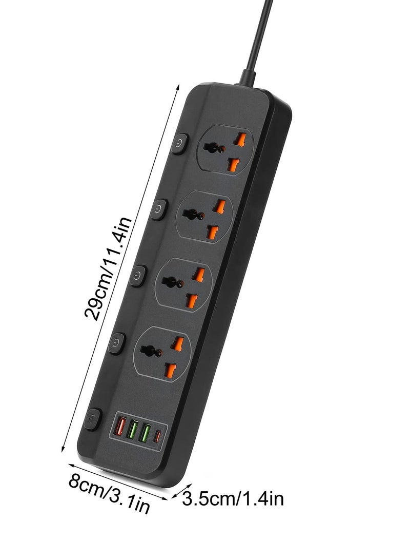 أنمي 3 متر تمديد الرصاص ، المملكة المتحدة التوصيل الطاقة ، محمية تمديد الحبل مع مفاتيح الفردية ، قطاع الطاقة للمنزل مكتب (أسود) - Image 5