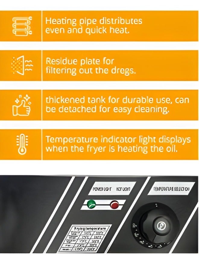 PRIMO PLUS Stainless Steel 6L Deep Oil Fryer with Basket Strainer Jumbo Size Adjustable Temperature & Timer, Perfect Chicken, Shrimp, French Fries, Chips & More, Removable Oil Container - Image 3