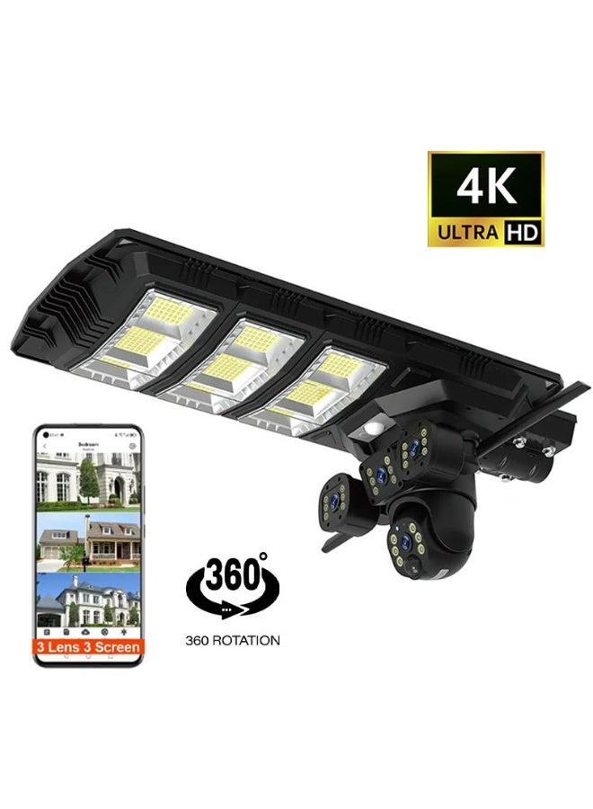JAJEEK 450W Solar Street Light with 8MP 4K Wireless 4G SIM Card Security Camera – 3-Lens PTZ CCTV System Featuring PIR Motion Sensor, Alarm, Two-Way Audio, and Video Recording – Solar-Powered Outdoor Security Light with Night Vision, Remote Monitoring & Weatherproof Durable Design for Enhanced Security - Image 5