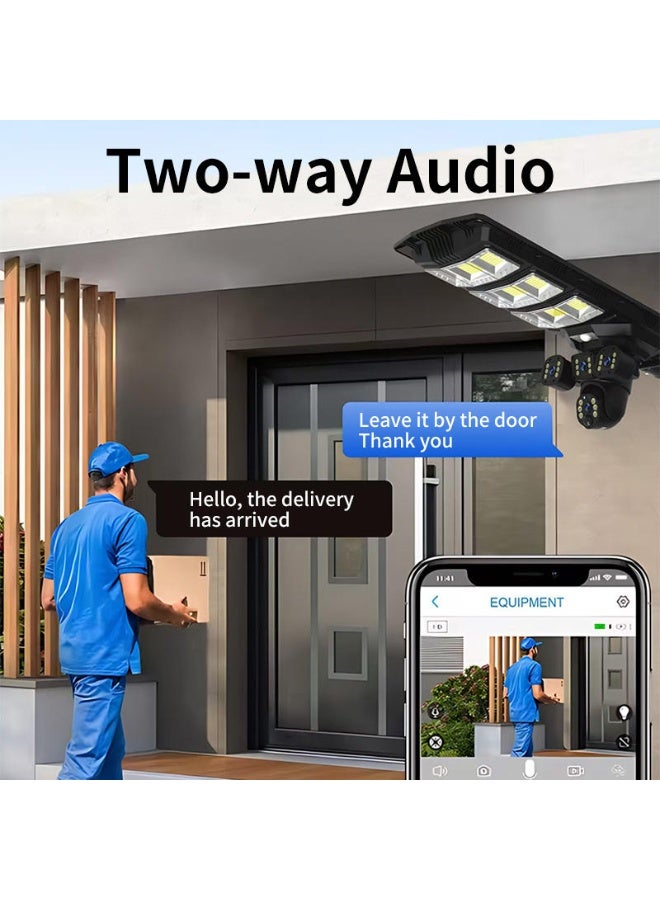 JAJEEK 450W Solar Street Light with 8MP 4K Wireless 4G SIM Card Security Camera – 3-Lens PTZ CCTV System Featuring PIR Motion Sensor, Alarm, Two-Way Audio, and Video Recording – Solar-Powered Outdoor Security Light with Night Vision, Remote Monitoring & Weatherproof Durable Design for Enhanced Security - Image 2