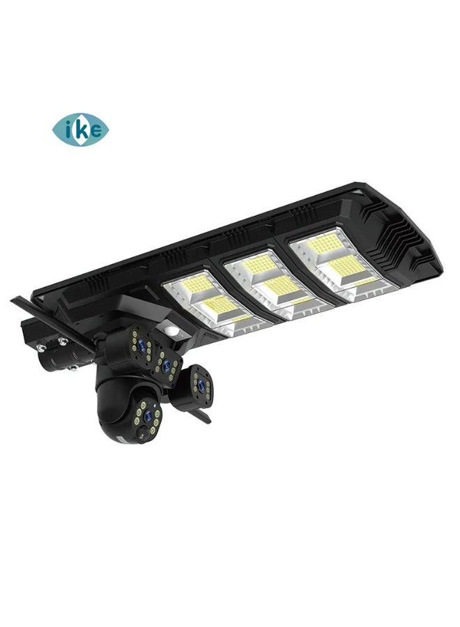 JAJEEK 450W Solar Street Light with 8MP 4K Wireless 4G SIM Card Security Camera – 3-Lens PTZ CCTV System Featuring PIR Motion Sensor, Alarm, Two-Way Audio, and Video Recording – Solar-Powered Outdoor Security Light with Night Vision, Remote Monitoring & Weatherproof Durable Design for Enhanced Security - Image 1