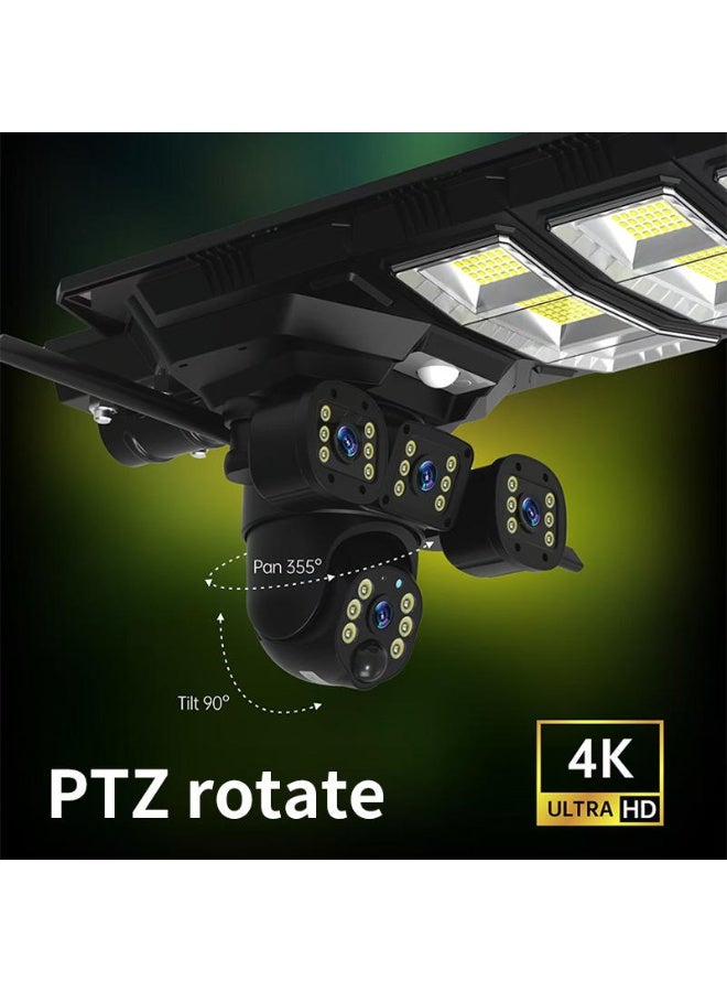JAJEEK 450W Solar Street Light with 8MP 4K Wireless 4G SIM Card Security Camera – 3-Lens PTZ CCTV System Featuring PIR Motion Sensor, Alarm, Two-Way Audio, and Video Recording – Solar-Powered Outdoor Security Light with Night Vision, Remote Monitoring & Weatherproof Durable Design for Enhanced Security - Image 3
