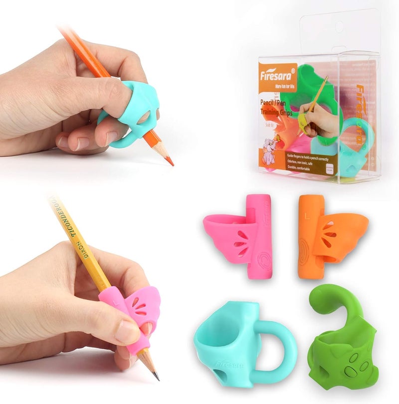 Firesara Left-Handed Training Grips, Original Breakthrough Assorted Writing Aid Grip for Handwriting Special Needs Students Adult Lefties Assorted Colors (4PCS) - Image 1