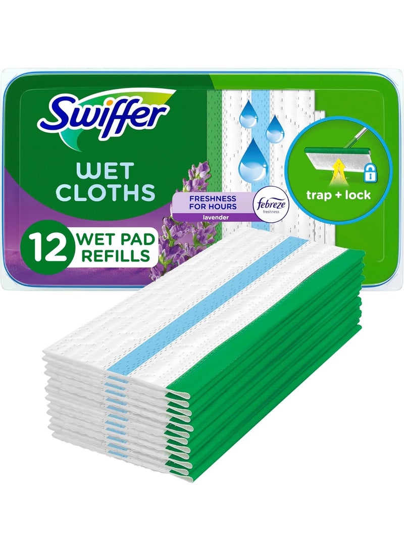 Swiffer Sweeper Wet Mopping Pad Refills for Floor Mop with Febreze Lavender Vanilla & Comfort Scent 12 Count - Image 1