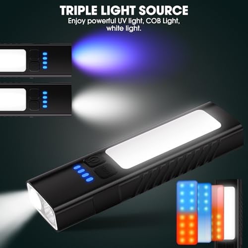 Hoxida 2pack Rechargeable EDC Flat Flashlight with COB Lights, UV, Red, Super Bright LED Combo 3in1 Portable Pocket lights, Pocket Mini Magnetic EDC Flashlight with Clip for Working, Repairing, Emergencies - Image 3