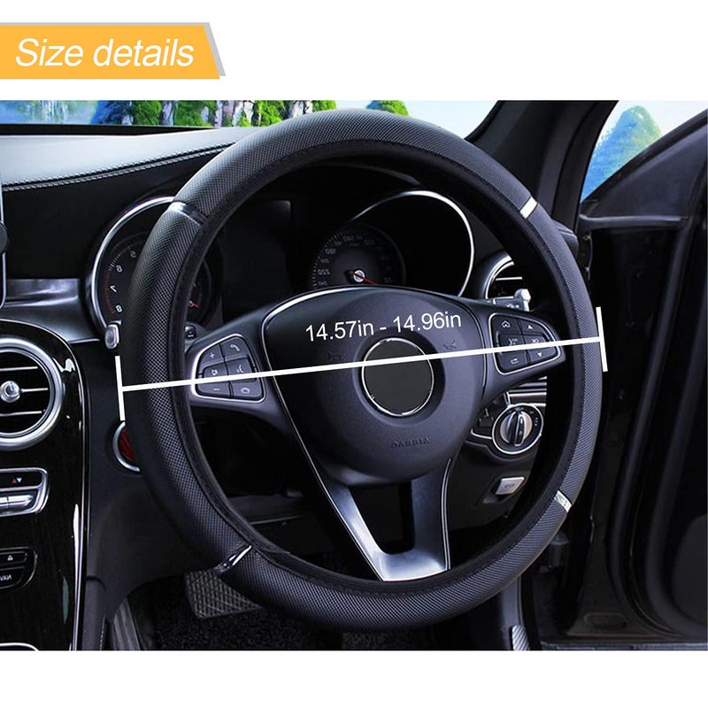 LoyaForba Car Steering Wheel Cover, Non-Slip, Elastic, Steering Wheel Cover for Men and Women, Universal Fit 15 Inches Cars, Vehicles, SUVs (Black) - Image 2