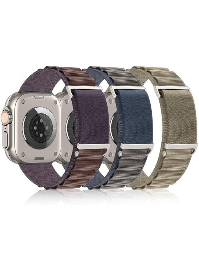 3 Pack Compatible with Apple Watch Ultra Band 49mm 45mm  46mm 44mm  Men Women, Adjustable Metal C-Hook Sport Nylon Strap for iWatch Series Ultra/SE/8/7/6/5/4/3/2/1