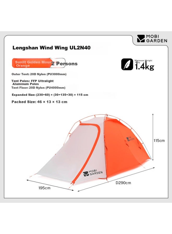 Mobigarden Cold Mountain Wind Wing Ul2 N40 High Alude Outdoor Hiking Tent Nx25661008 Sunrise Golden Mountain Orange - Image 1