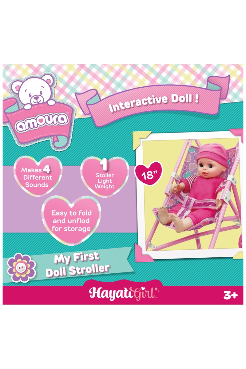 Hayati girl دميتي هياتي أمورة - أول دمية للأطفال مع عربة 14 بوصة، تعمل بالبطارية | دمية تفاعلية | دمية أطفال | دمية رعاية | لعب تمثيلي | لعب خيالي | مثالية للأطفال والرضع - Image 4
