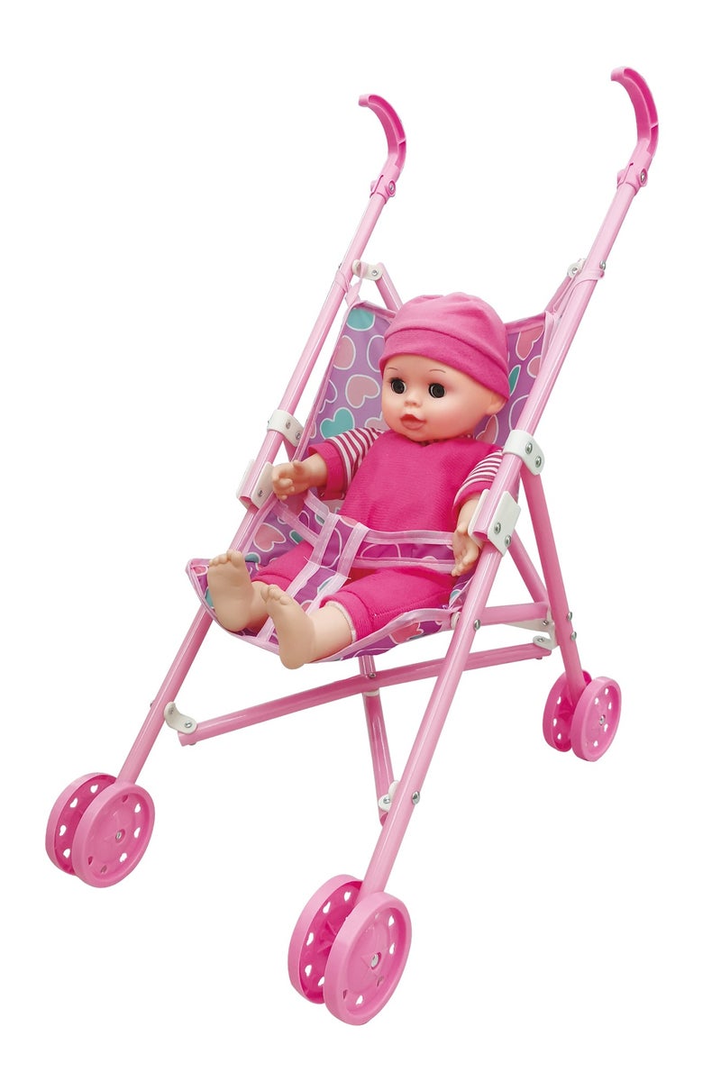 Hayati girl دميتي هياتي أمورة - أول دمية للأطفال مع عربة 14 بوصة، تعمل بالبطارية | دمية تفاعلية | دمية أطفال | دمية رعاية | لعب تمثيلي | لعب خيالي | مثالية للأطفال والرضع - Image 1